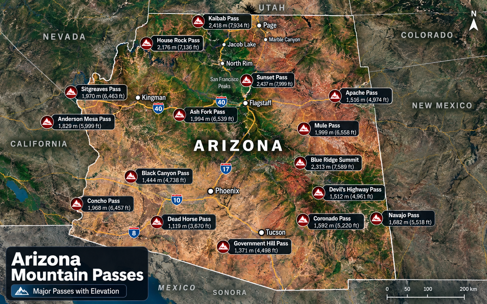 Arizona (Coconino & Mogollon) Map